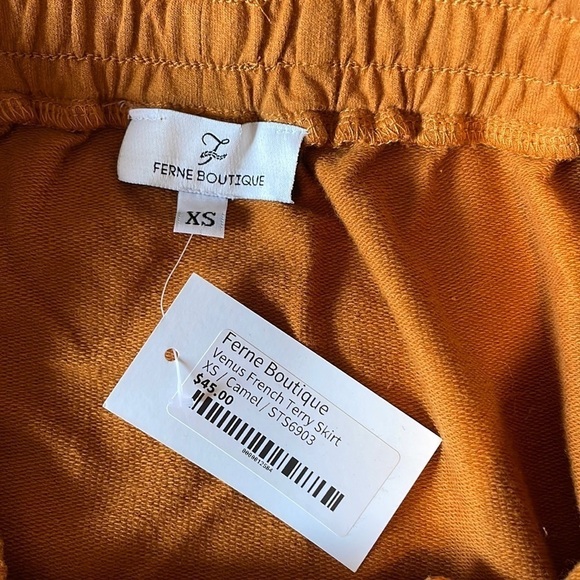 NWT Minimalist Terry Skirt Boutique Mini XS Venus French Camel Yellow Casual - Picture 8 of 12